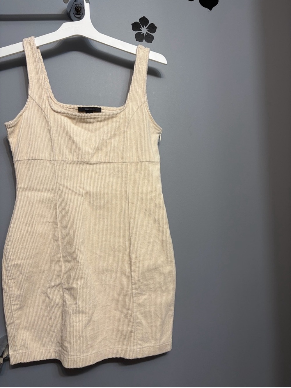 Forever 21 cream corduroy mini dress